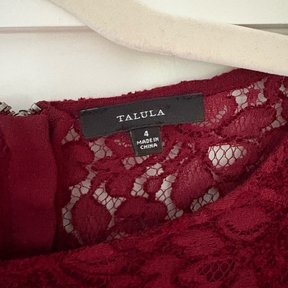 Aritzia Talula Burgundy Red Lace Mini Dress Sz 4 - Picture 6 of 8